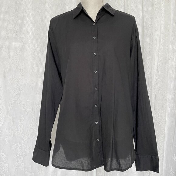 Xirena Women's Beau Shirt Small Black Button Up Long Sleeve Oversize Lagenlook - Picture 2 of 9